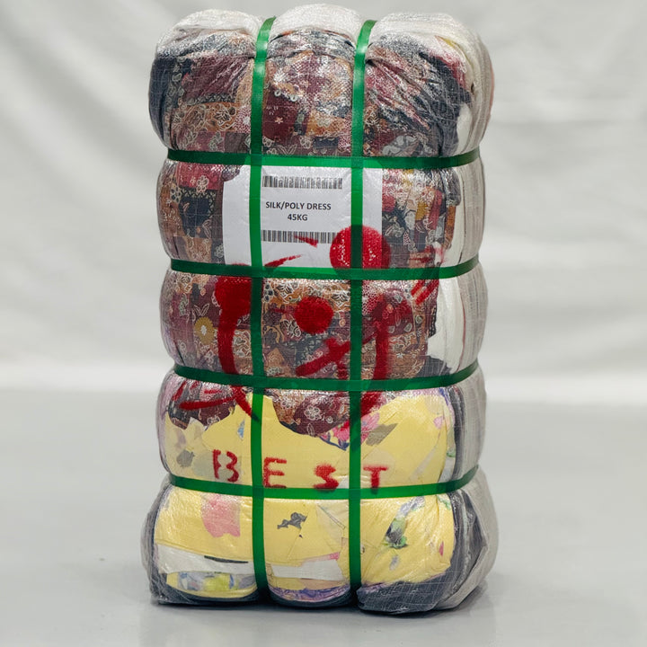 Wholesale Grade A Silk/Poly Dress – 45 KG Bales Available